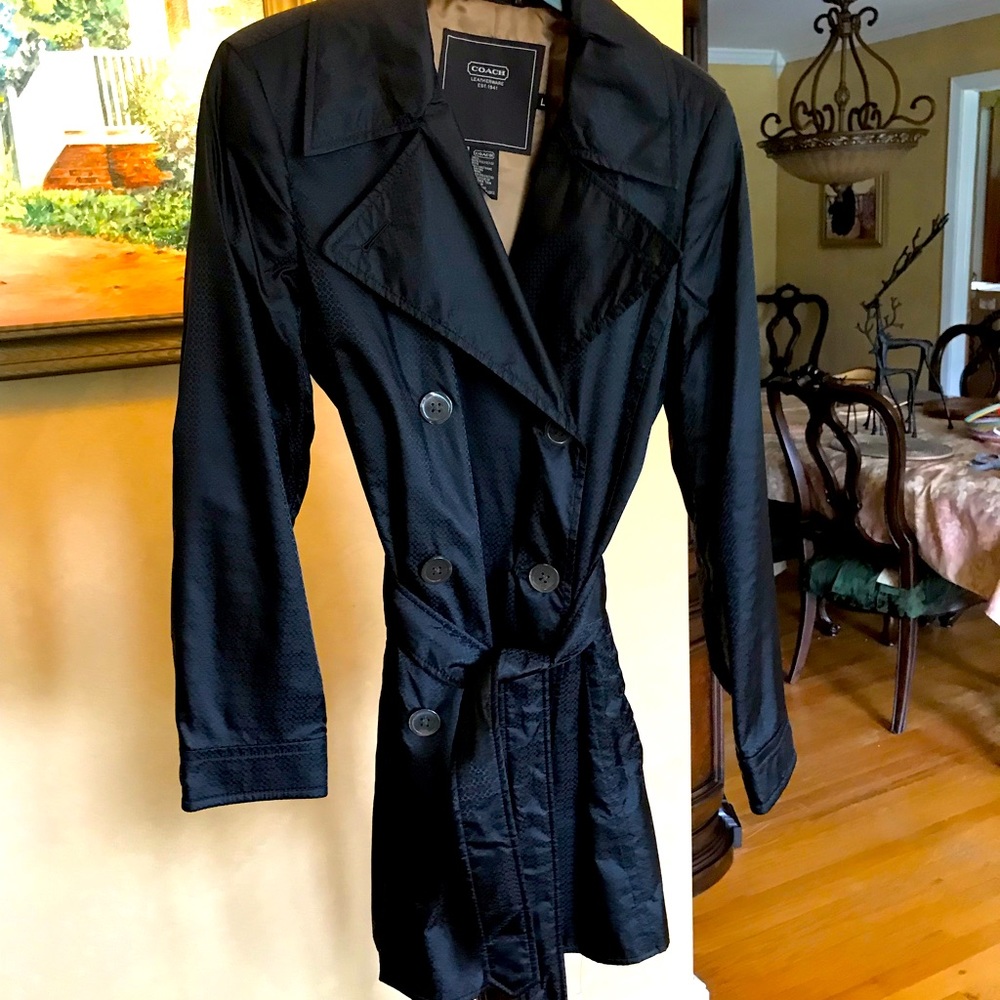 Coach Monogramed Belted Jacket , Black, Size Large
